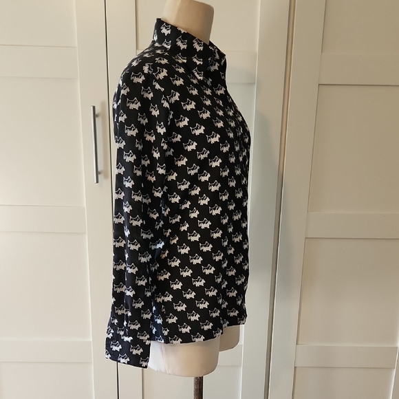 Lady Manhattan Vintage Slim Fit Black White Scottie Dog Blouse Size 6 - Picture 6 of 6